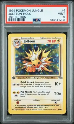 1999 POKEMON JUNGLE 1ST EDITION #4 JOLTEON-HOLO PSA 9 - Image 1
