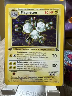 Pokemon TCG Magneton 1st Edition Holographic Fossil Set 11/62 - Image 1