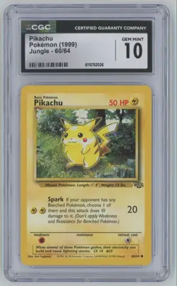 1999 Pokemon Classic Jungle Pikachu CGC 10 #60 - Image 1