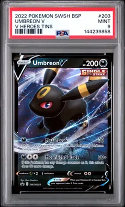 PSA MINT 9 - 2022 POKEMON SWSH BLACK STAR PROMO V HEROES TINS 203 UMBREON V - Image 1