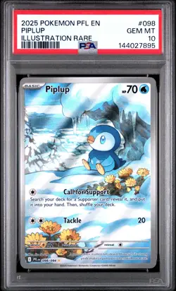 2025 POKEMON PFL EN-PHANTASMAL FLAMES ILLUSTRATION RARE #098 PIPLUP PSA 10 - Image 1