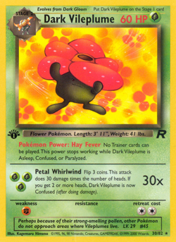 Dark Vileplume 30/82 Rare Team Rocket Pokemon Unlimited Moderately Played - Image 1