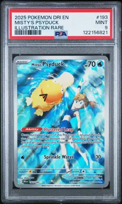 2025 POKEMON DRI EN-DESTINED RIVALS ILLUSTRATION RARE #193 MISTY'S PSYDUCK PSA 9 - Image 1