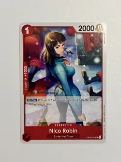 Nico Robin 1st Anniversary Stamp English One Piece TCG Card OP05-010 Mint/NM - Image 1