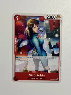 Nico Robin 1st Anniversary Stamp English One Piece TCG Card OP05-010 Mint/NM - Image 2