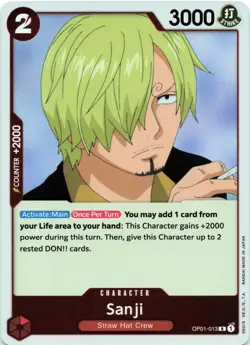 Sanji OP01-013 One Piece TCG Rare Foil - NM - Pre Errata Card Wave 1 Blue Bottom - Image 1