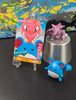 Vintage Pokemon 1999 🔵 JPN Bandai Carddass Vending Nidoking & Marill 😈 Rare NM - Image 1