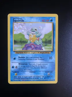 Pokemon TCG Squirtle Base Set 63/102 Regular Unlimited Common LP+ - Image 1