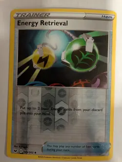 Energy Retrieval 160/202 Sword & Shield Base Set Pokemon Reverse Holo Foil Nice! - Image 1
