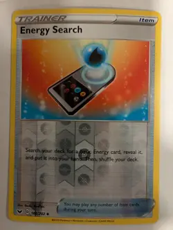 Energy Search 161/202 Sword & Shield Base Set Pokemon Reverse Holo Foil Nice! - Image 1