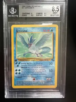 Pokemon TCG Articuno Fossil 17/62 WotC Non Holo 1ST EDITION BGS 8.5 NM-MT+ - Image 1