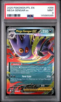 2025 POKEMON PFL EN-PHANTASMAL FLAMES #056 MEGA GENGAR EX PSA 9 (FREE S&H) - Image 1