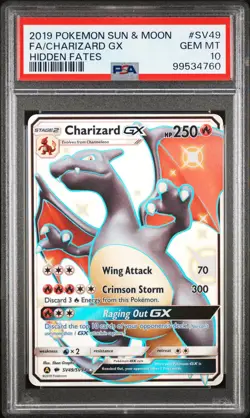 2019 POKEMON SUN & MOON HIDDEN FATES #SV49 FULL ART/CHARIZARD GX PSA 10 - Image 1