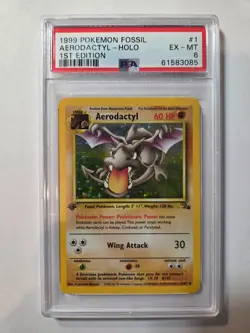 Pokemon Aerodactyl Fossil 1st Edition Holo Rare #1 PSA 6 - Image 1