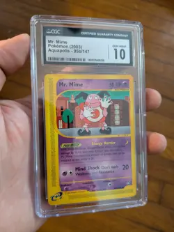 (POP 28) CGC 10 GEM MINT Pokemon 2003 Aquapolis MR. Mime 95b/147 - Image 1