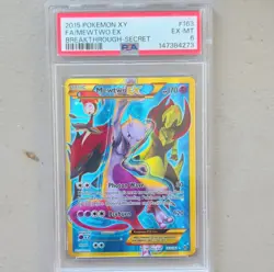 Pokemon TCG Mewtwo EX Breakthrough Secret Rare Full Art Holo 163/162 PSA 6 2015 - Image 1