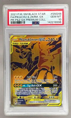 2021 Pokemon Sun Moon Premium Promo SM248 Pikachu & Zekrom GX PSA 10 142218996 - Image 1