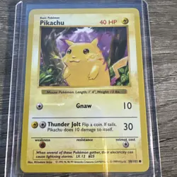 Pokemon Pikachu TCG Yellow Cheeks Base Set Card 58/102 Vintage LP - Image 1