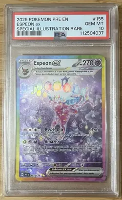 Pokemon TCG Espeon EX Prismatic Evolutions Holo Card 155/131 PSA 10 - Image 1