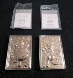 23k Gold Plated Mewtwo & Togepi Pokemon Burger King 1999 Metal Trading Card - Image 1