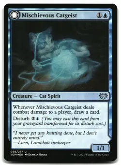 MTG Mischievous Catgeist FOIL U Innistrad: Crimson Vow 69 LP - Image 1