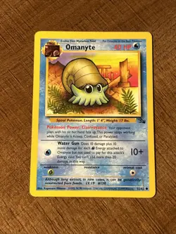 Pokemon Omanyte 52/62 Fossil (Moderately Played) - Image 1