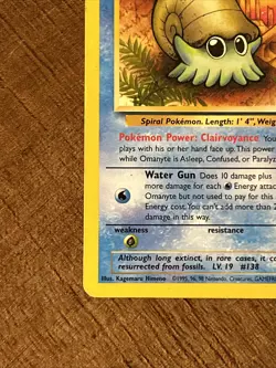 Pokemon Omanyte 52/62 Fossil (Moderately Played) - Image 5
