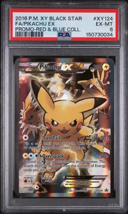 [NEW CERT] Pokemon Pikachu EX XY124 2016 Black Star Promo Full Art Holo PSA 6 - Image 1