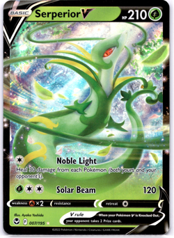 Pokemon TCG Serperior V 007/195 Silver Tempest Holo Rare Near Mint - Image 1