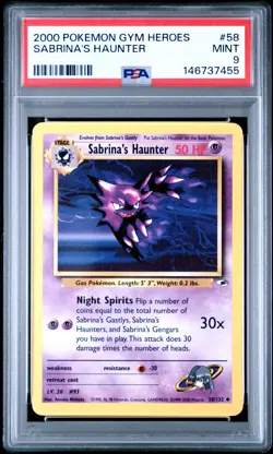 PSA 9 | Pokemon TCG | Gym Heroes | Sabrina's Haunter #58 - Image 1