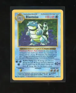 1999 Pokemon Game SHADOWLESS Base Set Blastoise 2/102 Holo Foil Rare - Image 1