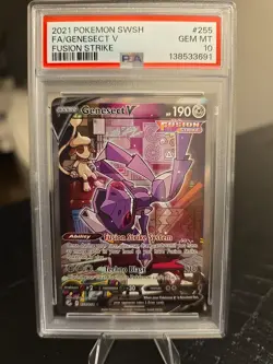 2021 POKEMON SWORD & SHIELD FUSION STRIKE #255 FULL ART/GENESECT V PSA 10 - Image 1