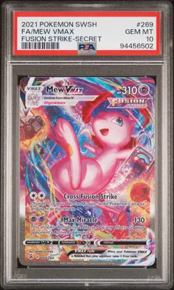 2021 Pokemon Fusion Strike Mew Vmax Full Art #269 GEM MT PSA 10 Secret Alt Art - Image 1