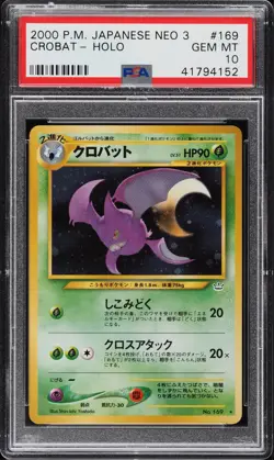 Pokemon Card - Crobat - #169 - Neo 3 Japanese - PSA 10 Holo - Image 1