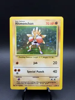 Pokemon TCG Hitmonchan Base Set 7/102 Holo 1999-2000 Wizards Base Set Copyright - Image 1