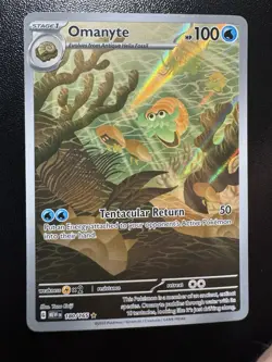Pokemon - 180/165 Omanyte SV Scarlet & Violet 151 Illustration Rare Holo NM TCG - Image 1