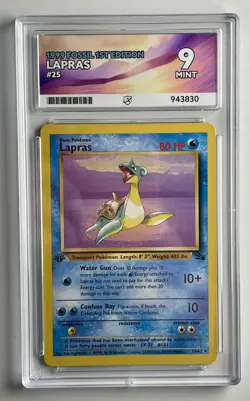 Pokemon TCG - Lapras 25/62 Non-Holo Rare WOTC 1999 Fossil *1st Edition* Ace 9 - Image 2