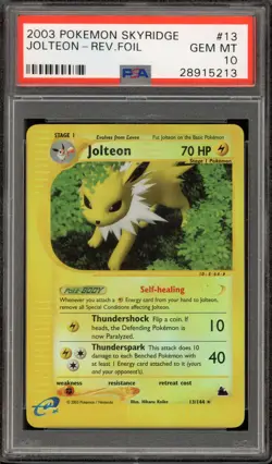 Pokemon Jolteon Skyridge Reverse Holo Rare #13 PSA 10 Gem Mint - Image 1