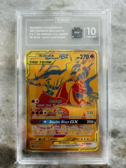 Pokemon Reshiram & Charizard GX Sun & Moon SM247 Promo - TAG 10 (#1 RANK) 🔥 - Image 1