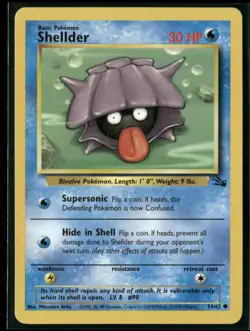 Pokemon Fossil #54/62 Shellder Common, Near Mint or Better - Image 1