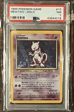 1999 Pokemon Game MeWTWO-Holo #10 NM PSA 7 Rare POP Rate Becoming More Rare - Image 1