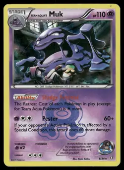 Team Aqua's Muk 8/34 Holo Rare Double Crisis Pokemon Holo Heavily Played - Image 1
