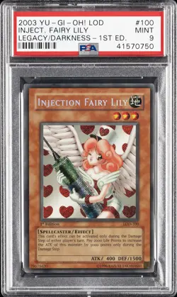 2003 YU-GI-OH! LOD-LEGACY OF DARKNESS 1ST ED #100 INJECTION FAIRY LILY PSA 9 - Image 1