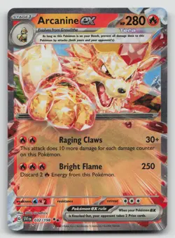 Arcanine ex 032/198 Pokemon Card Scarlet & Violet Double Rare Fire Tera - Image 1