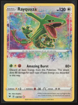 Rayquaza Amazing Rare SWSH04: Vivid Voltage 138/185 NM Pokemon Card - Image 1
