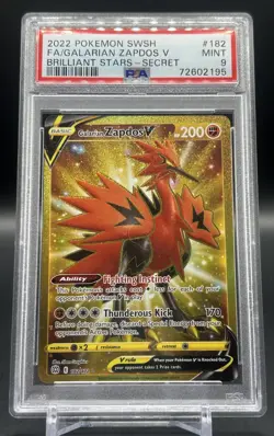 2022 Pokemon SWSH Brilliant Stars Galarian Zapdos V #182/172 PSA 9 - Image 1