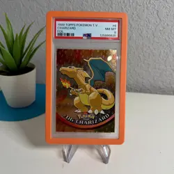 1999 Topps Pokemon TV #6 Charizard Foil Black Logo PSA 8 📈 - Image 1