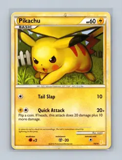 Pikachu 78/123 Common HeartGold & SoulSilver Pokemon Moderately Played - Image 1