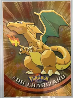 1999 Topps #06 Charizard Holo Foil TV Animation Series 1 Pokemon Black Logo - Image 1