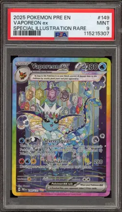 Pokemon Vaporeon ex Prismatic Evolutions Special Illustration Rare #149 PSA 9 - Image 1